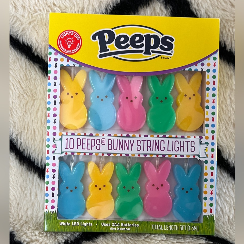 PEEPS Multicolor Bunny String Lights - battery powered NWT